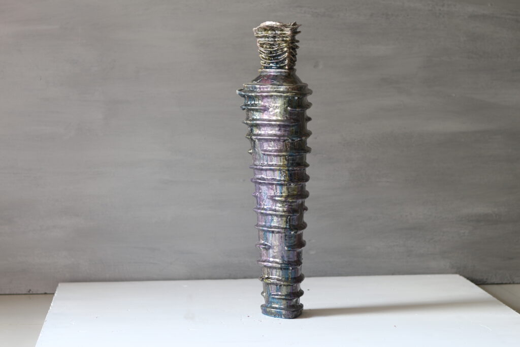 Elegance with Style – Sculptural Wedding Vase | Metallic Gold Textured Art Vase | One-of-a-Kind Handmade Decor