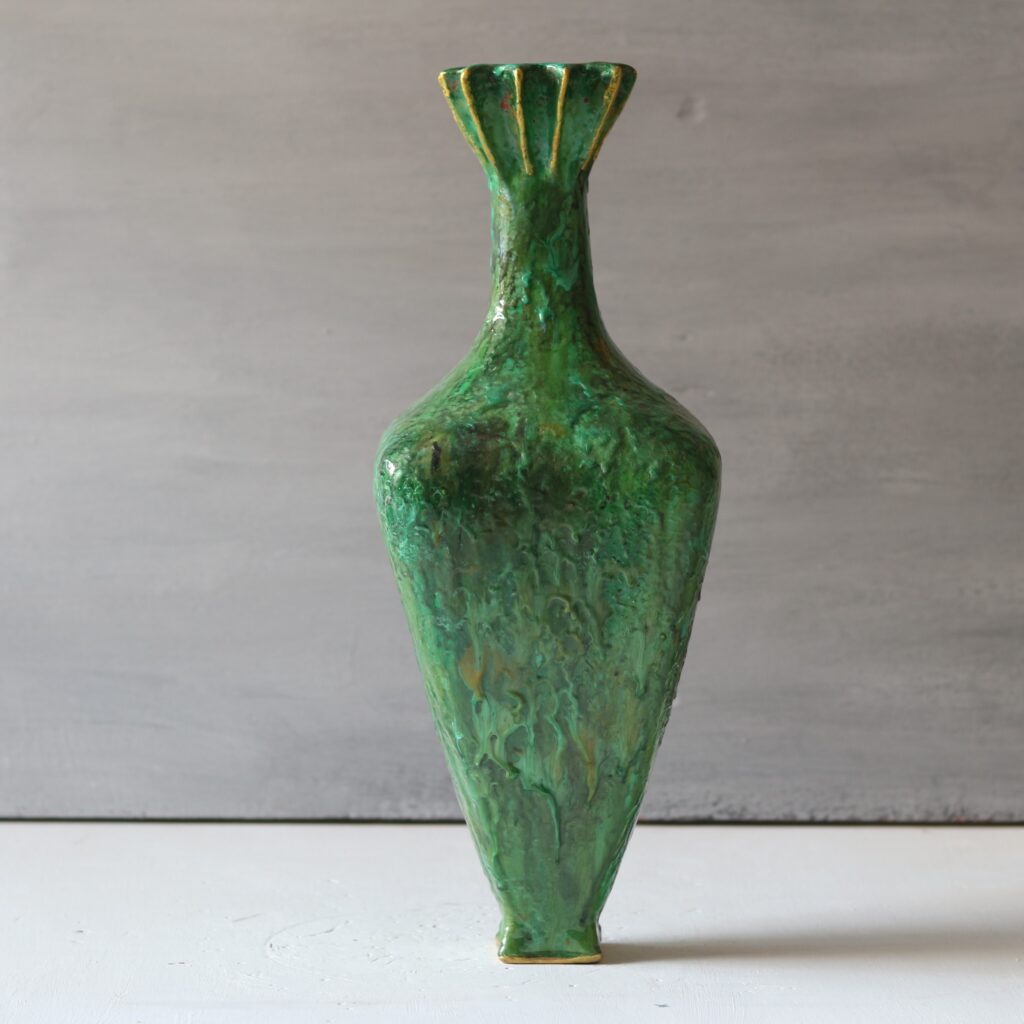 Hand-sculpted green sculptural vase by MKS The Artist
click to see more details on etsy shop