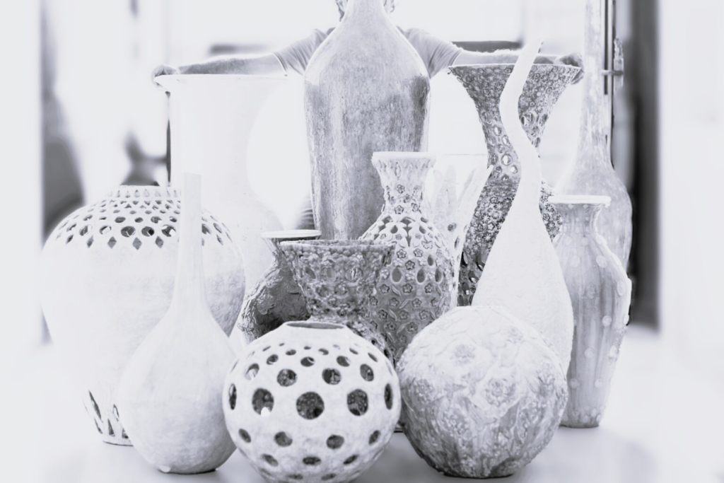 Large-scale air dry clay vase by MKS The Artist