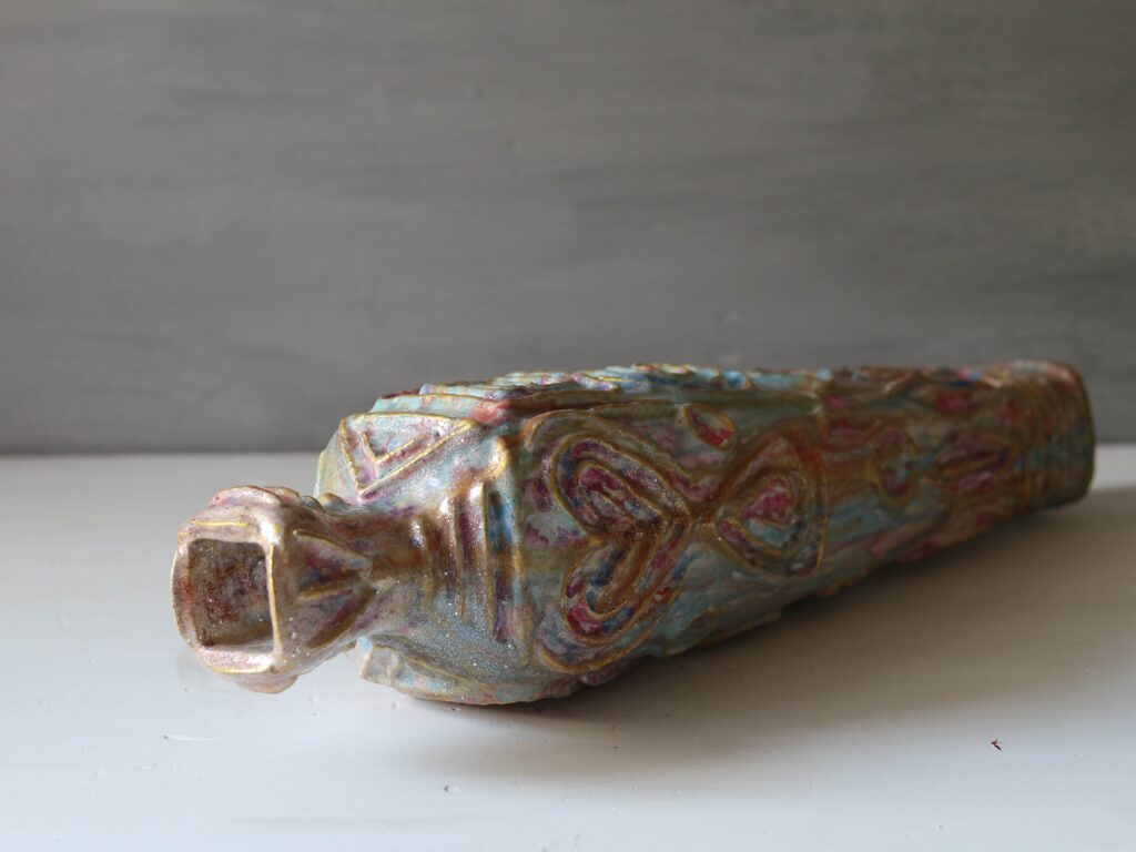Hand-sculpted Wabi-sabi sculptural vessels, exploration of duality in mineral clay