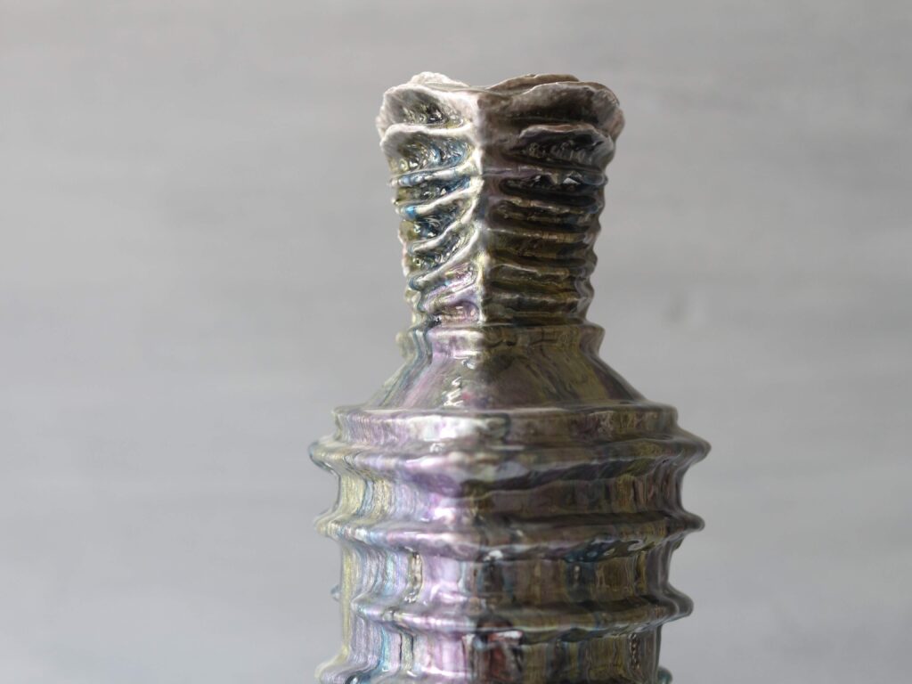 gold blue vase