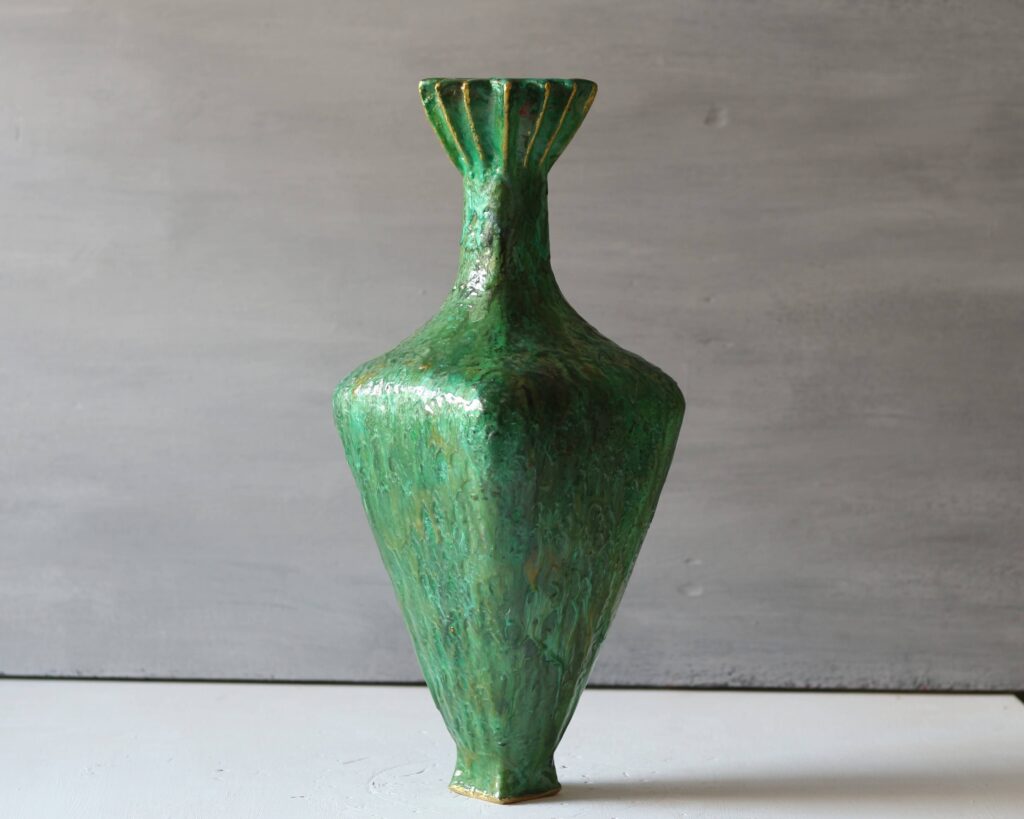 green vases