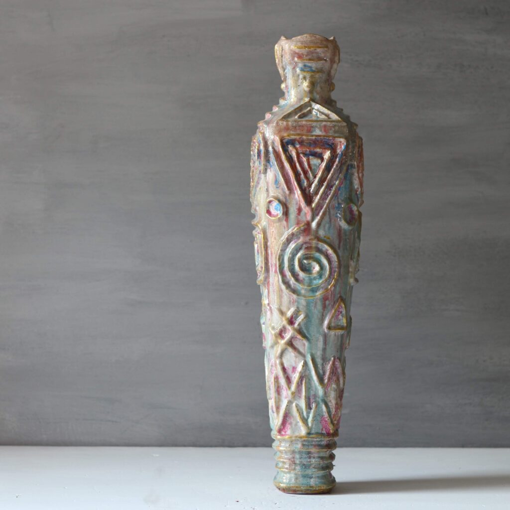 Hand-sculpted Wabi-sabi sculptural vessels, exploration of duality in mineral clay